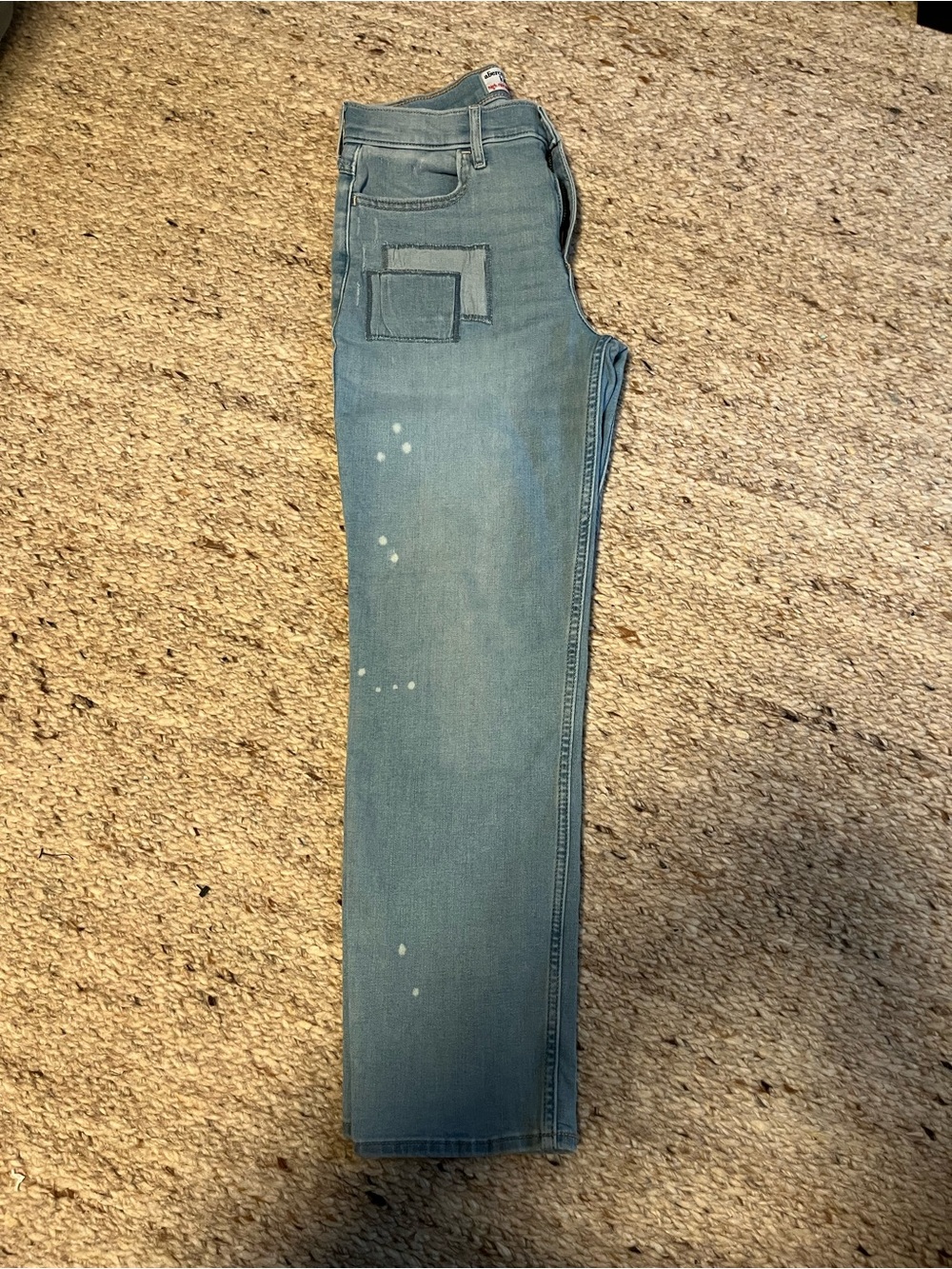 abercrombie kids Light Blue Straight Jeans with Patch Detail